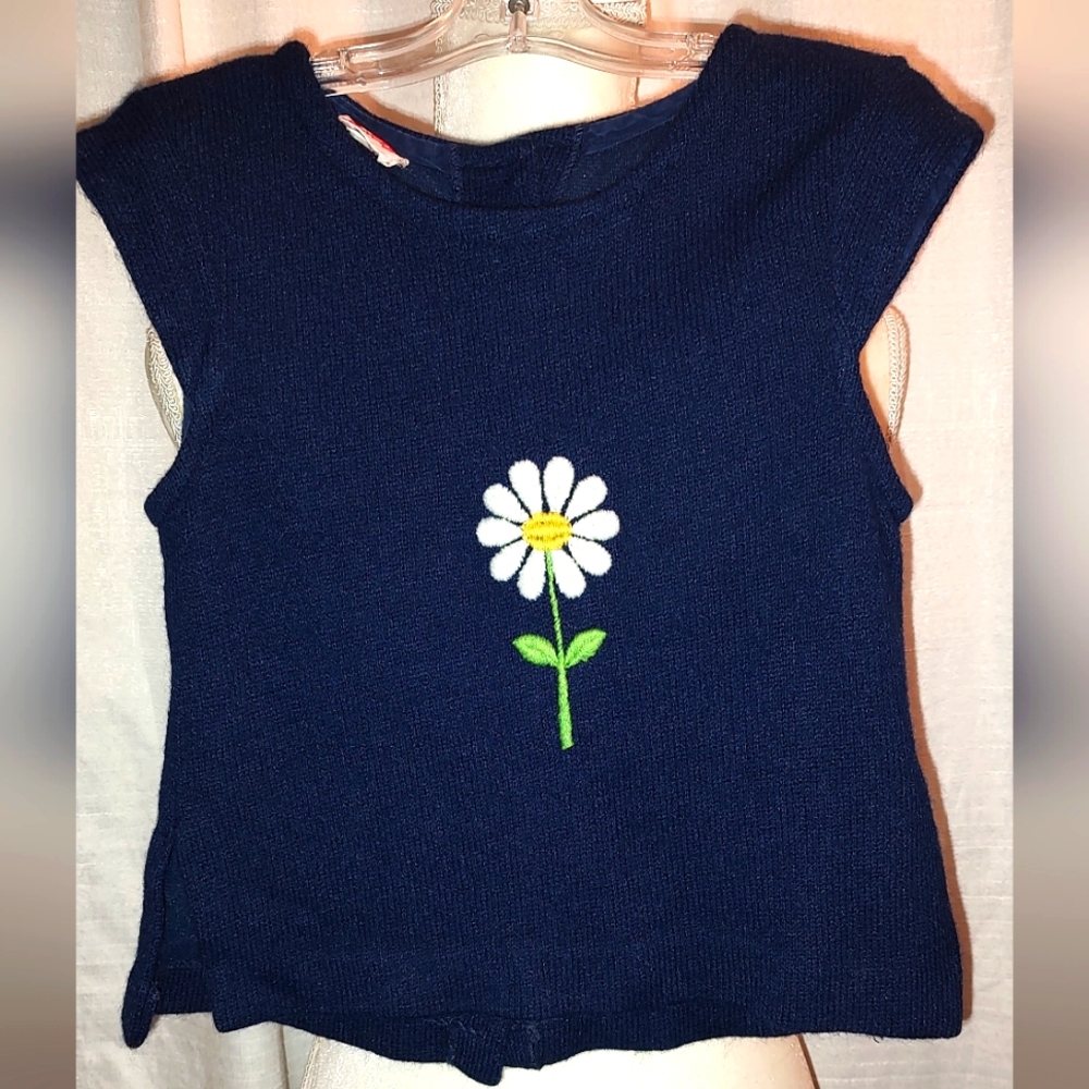 Vintage Blue Flower Sweater Top Child's